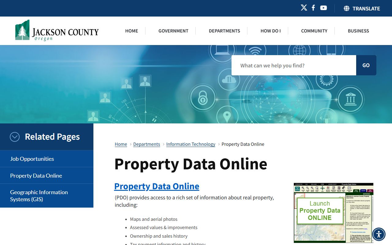 Jackson County Property Data Online tool for property records
