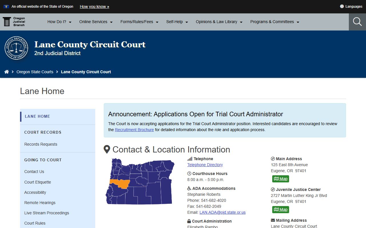 Lane County Circuit Court public records access