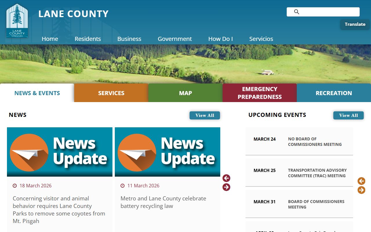 Lane County Records Department public records page
