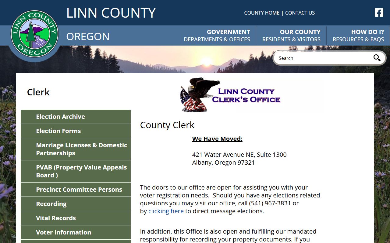Linn County Clerk Recorder office for public records