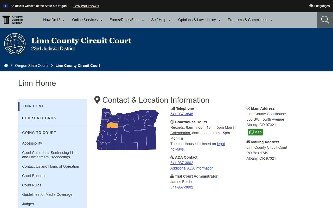 Oregon Judicial Department Linn County court records
