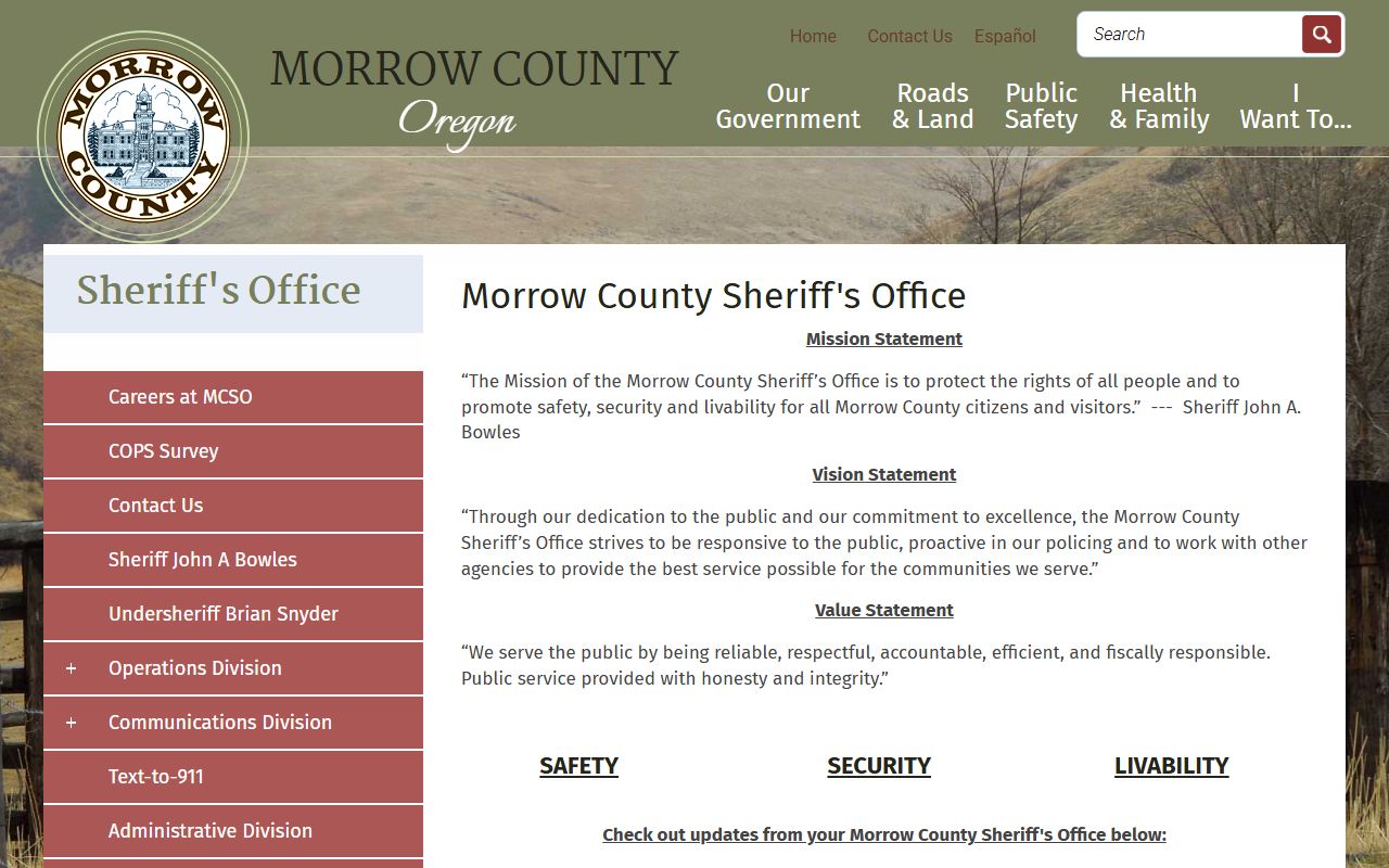 Morrow County Sheriff office for public records