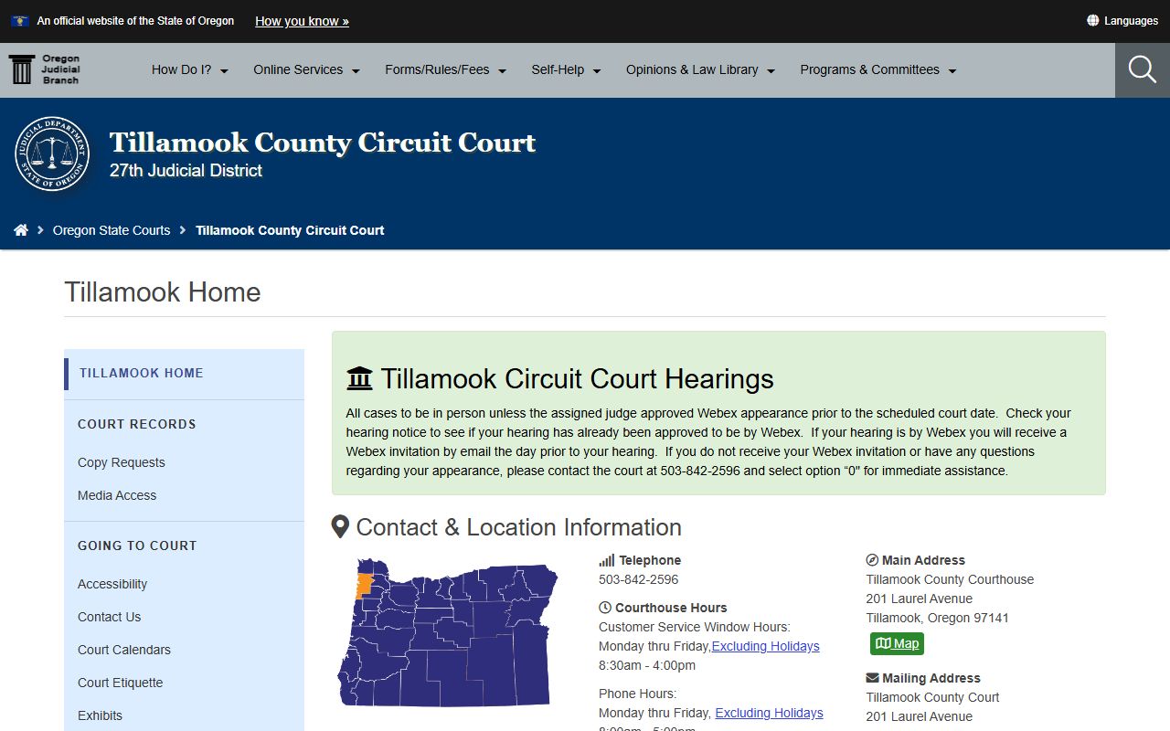 Tillamook County Circuit Court for public records