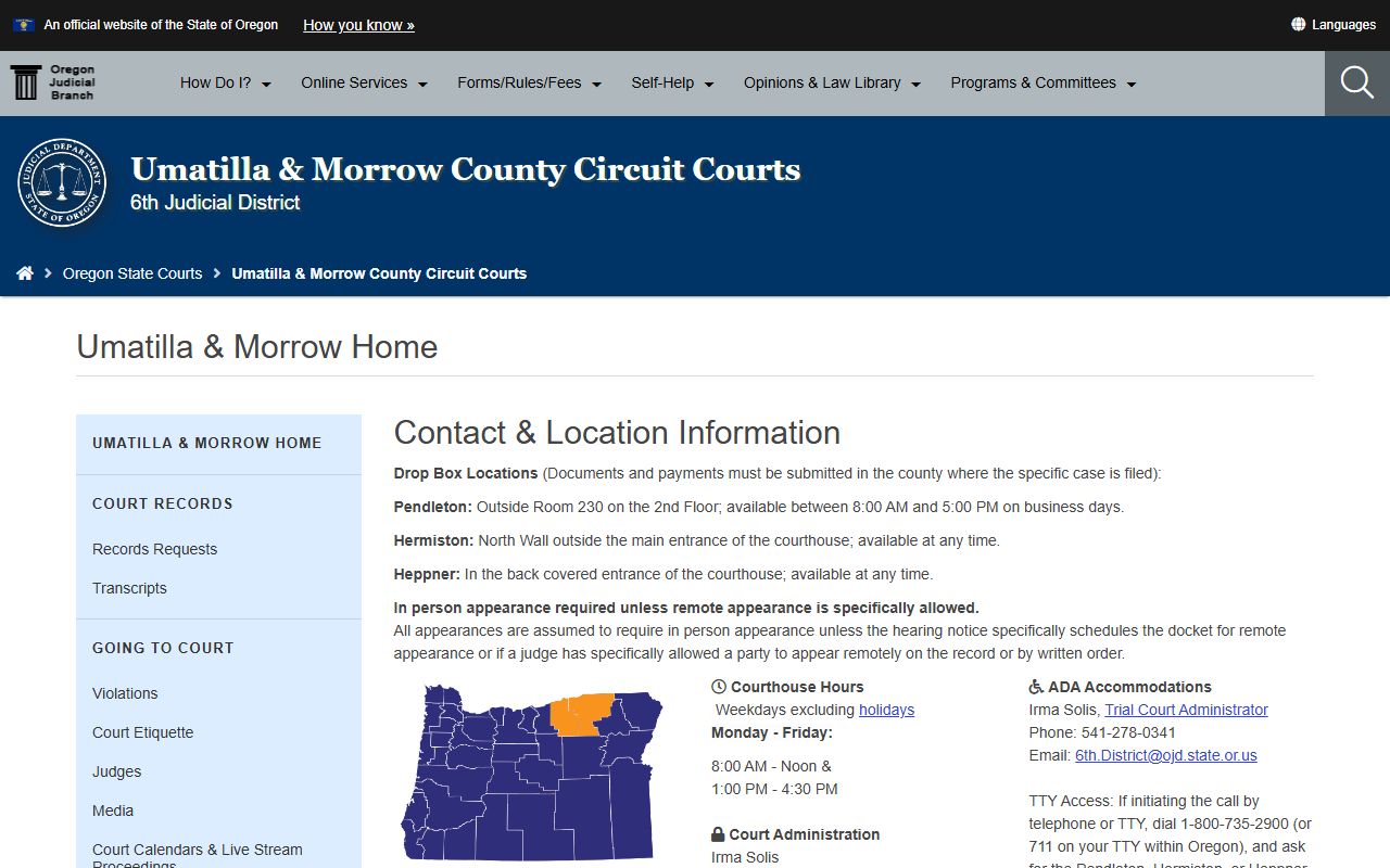 Umatilla County Circuit Court for public records