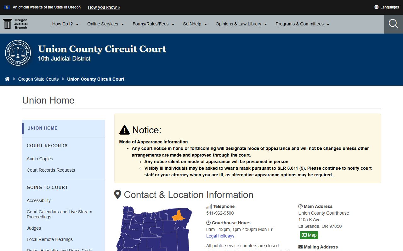 Union County Circuit Court for public records