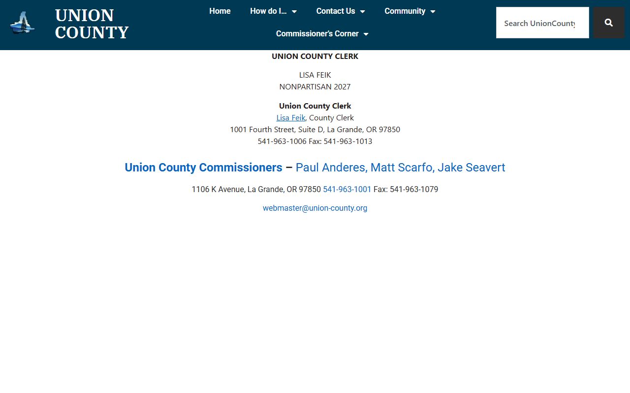 Union County Clerk Recorder office for public records