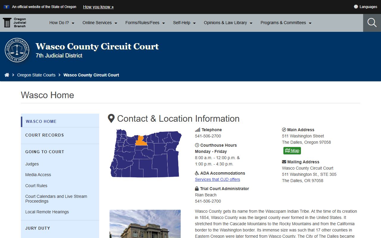 Wasco County Circuit Court records and case information