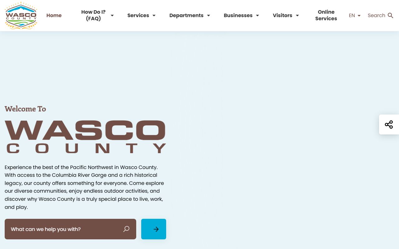 Wasco County Assessor property records search page