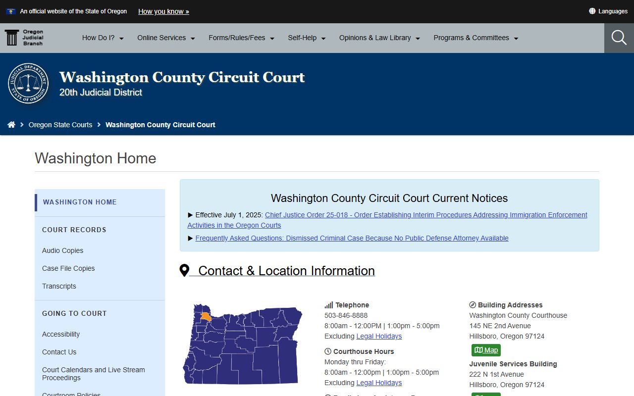 Washington County Circuit Court case records and filing information