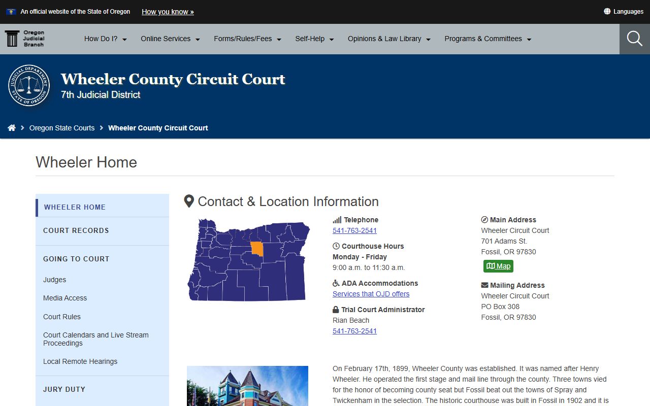 Wheeler County Circuit Court public records and case filings
