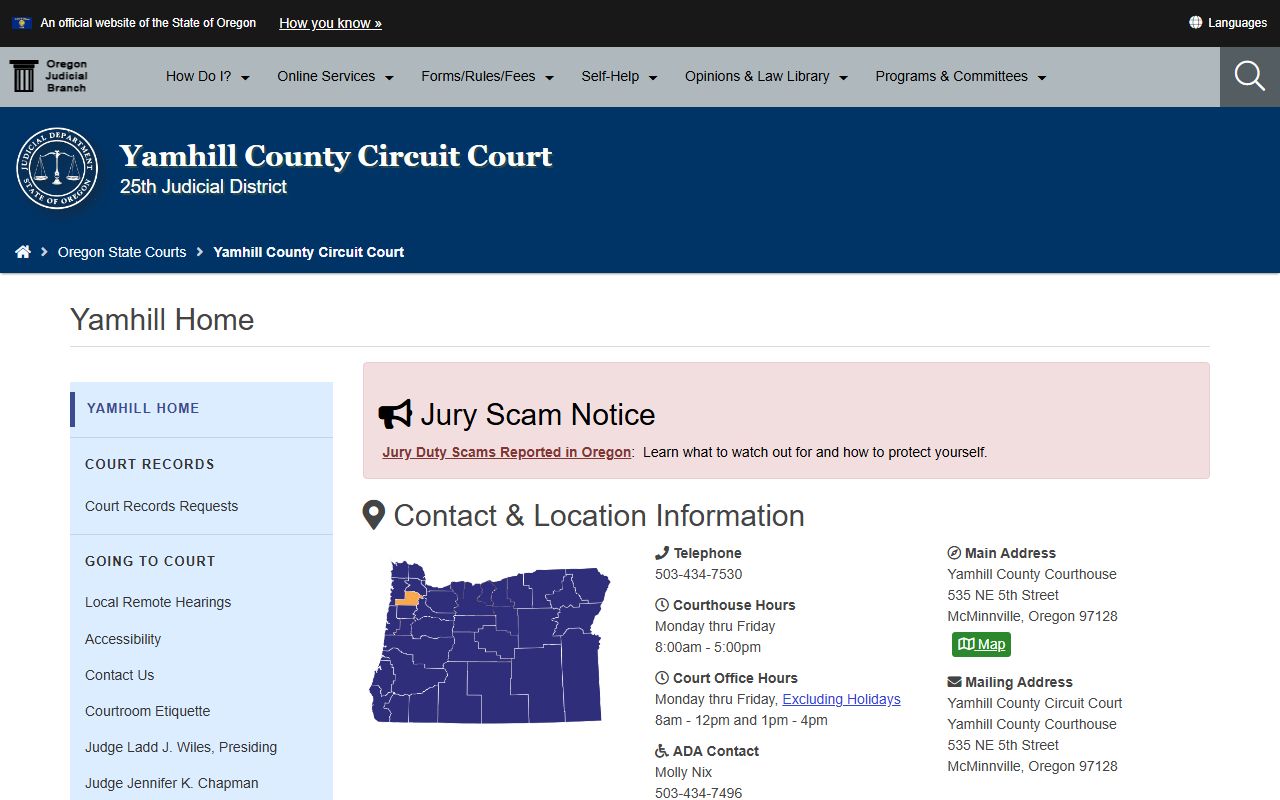 Yamhill County Circuit Court records and case search