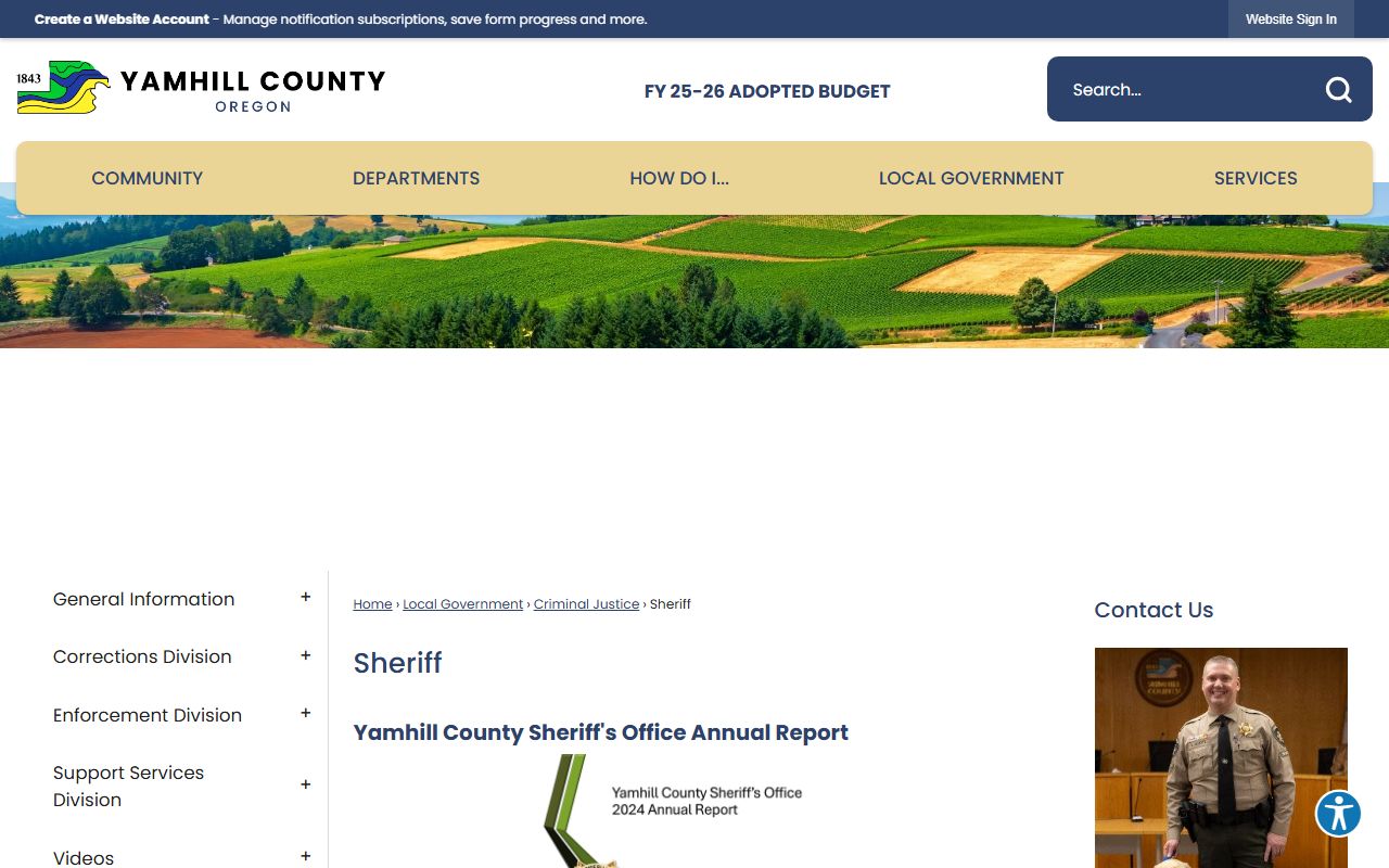 Yamhill County Sheriff office and custody records